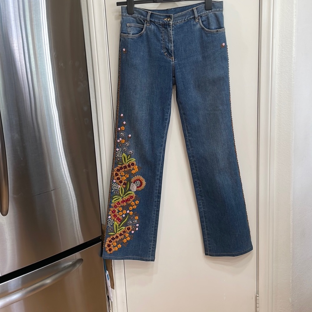 Carlisle NY - high waist designer jeans with hand embroidery